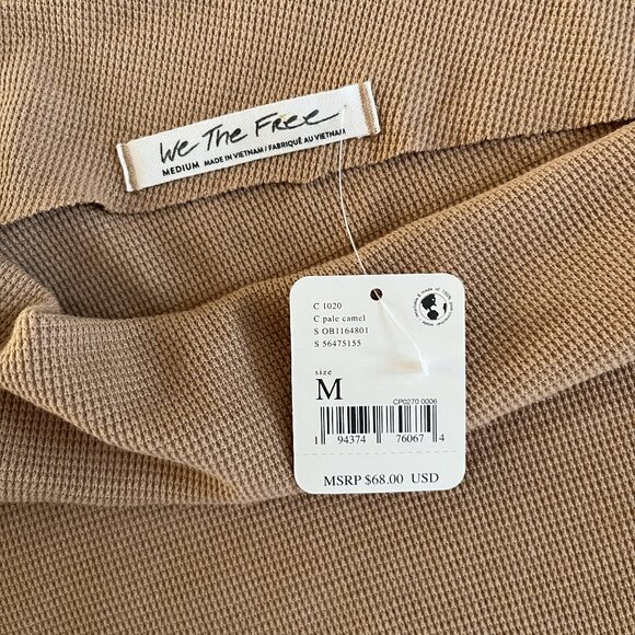 FREE PEOPLE Fuji Thermal Knit Asymmetric One Shoulder Long Sleeve Top Medium - Picture 3 of 5